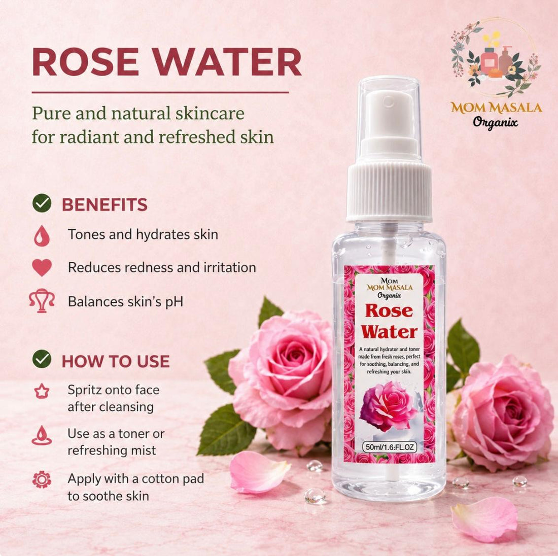 Mom Masala Organix Pure Rose Water Mist