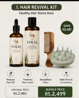 Organix Hair Revival Kit | Hair Growth Oil, Nourishing Shampoo, Wooden Comb & Scalp Massager Set
